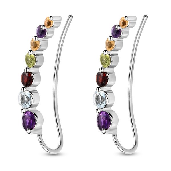 Mehrfarbiger Edelsteine Climber Ohringe in Silber 2,79 Ct image number 4