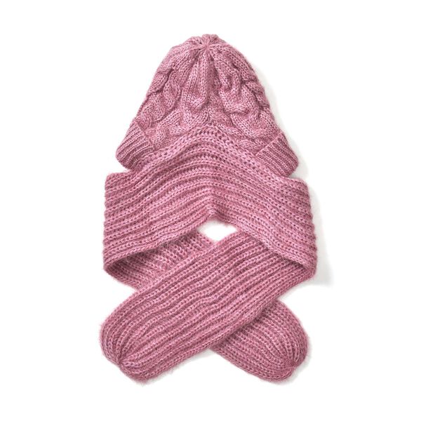 2 in 1 gestrickte Schalm&uuml;tze, Rosa image number 2
