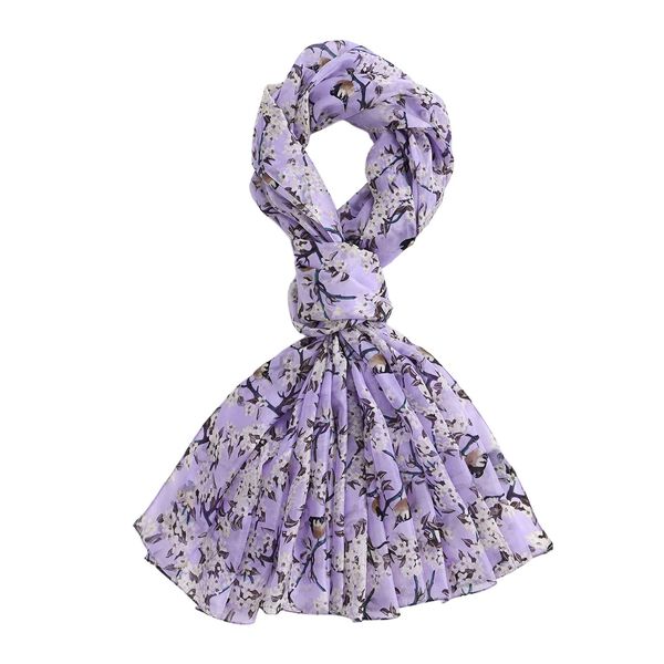 LA MAREY Signature Seidenschal aus 100% Maulbeerseide, 110 x 195 cm, Lila Floral image number 5