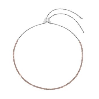 Champagner Zirkonia Halskette, ca. 38 cm, Edelstahl