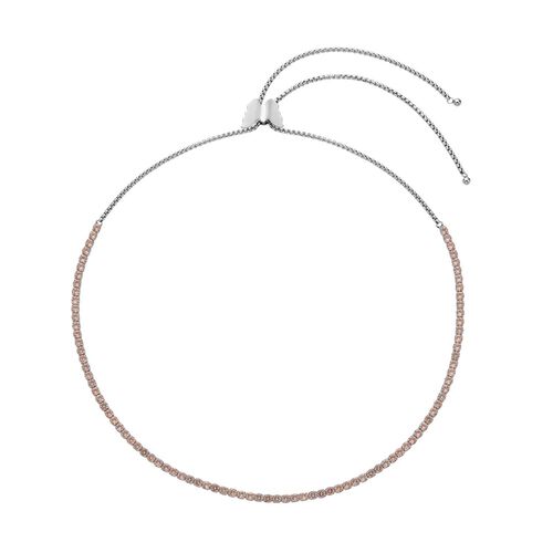 Champagner Zirkonia Halskette, ca. 38 cm, Edelstahl image number 0
