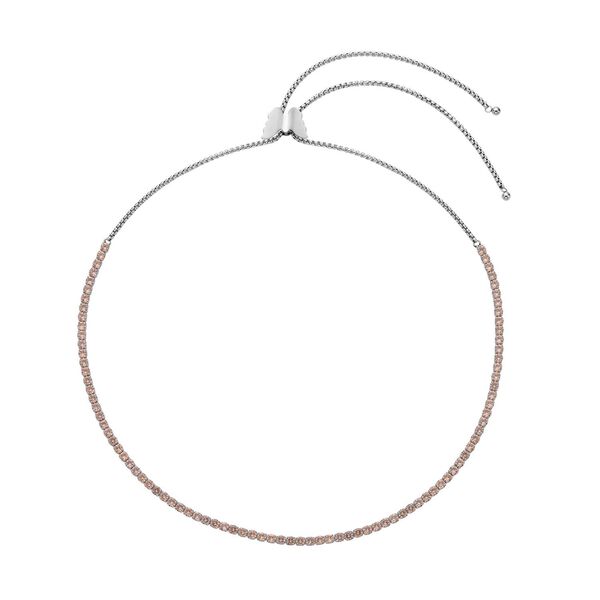 Champagner Zirkonia Halskette, ca. 38 cm, Edelstahl