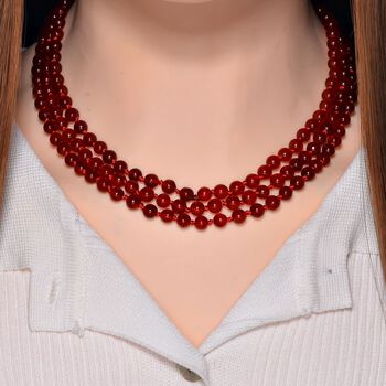 Dreilagige rote Achat-Halskette, 150cm - 375 ct.