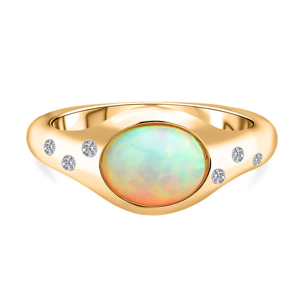 Nat&uuml;rlicher, &auml;thiopischer Opal und Zirkon-Ring - 1,57 ct.