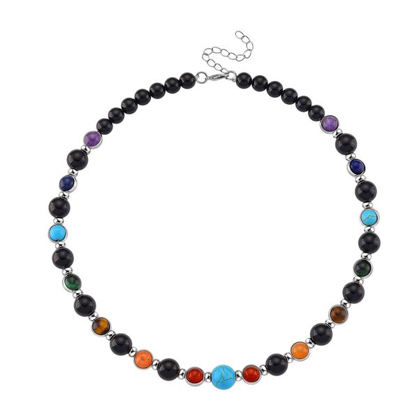 Mehrfarbige Edelsteine Chakra Halskette, ca. 45cm + 5cm Extender, ca. 213.00 ct image number 3
