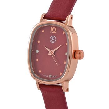 STRADA PC21S Uhr mit Japanischem Uhrwerk, Ros&eacute;goldfarbenem Geh&auml;use und Kaffeebraunem PU-Armband