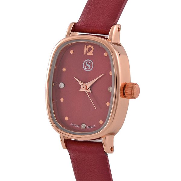 STRADA PC21S Uhr mit Japanischem Uhrwerk, Roségoldfarbenem Gehäuse und Kaffeebraunem PU-Armband image number 3