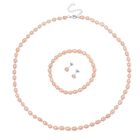 D'Joy AA Pfirsich-Süßwasser Perle (6-7 mm) Schmuckset 925 Silber rhodiniert