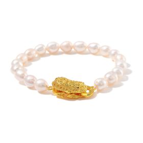 7-8mm Weißes Süßwasserperlen-Armband