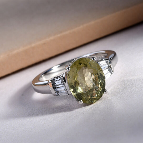 Gelber Apatit und Zirkon Ring 925 Silber platiniert  ca. 2,91 ct image number 2