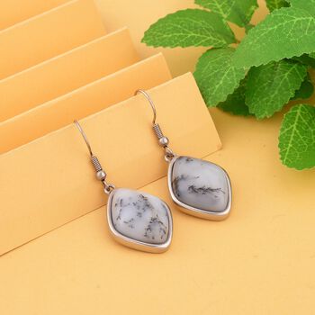 Dendritischer Achat Ohrringe, 316L Edelstahl , ca. 36.00 ct