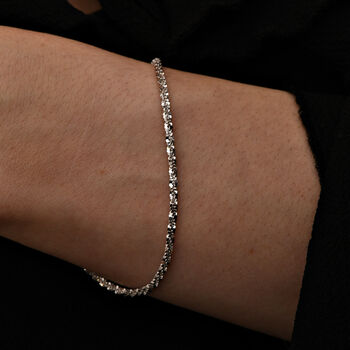 Diamantschliff Rockkette Armband 19cm in rhodiniertem Silber