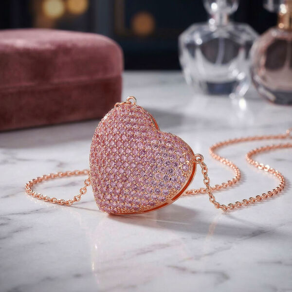 Rosa Zirkonia 50+5cm Halskette image number 1