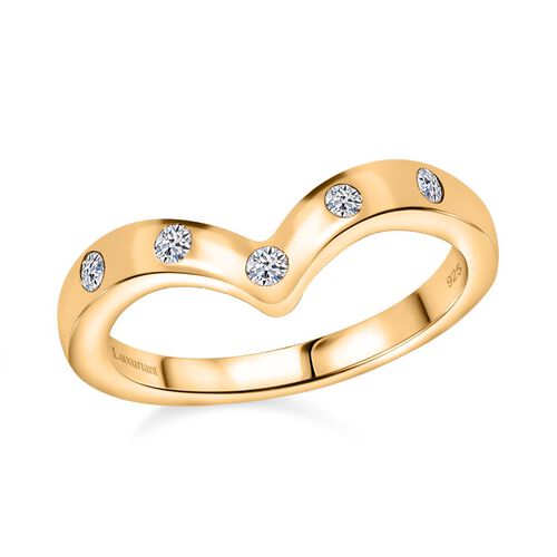 LUXURIANT DIAMOND- SI-GH Labor Diamant Ring, 925 Silber 750 Gelbgold Vermeil - 0,20 ct. image number 4