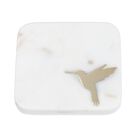 4er-Set, Marmor Untersetzer mit Messingintarsie, Kolibri, Größe 10x10 cm, Weiß image number 3