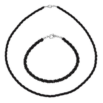 Schwarze Spinell 45cm Halskette und 19cm Armband
