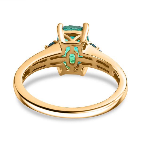 Pfau Quarz Triplette Schmuckset 925 Silber 750 Gelbgold Vermeil ca. 4,85 ct. image number 6