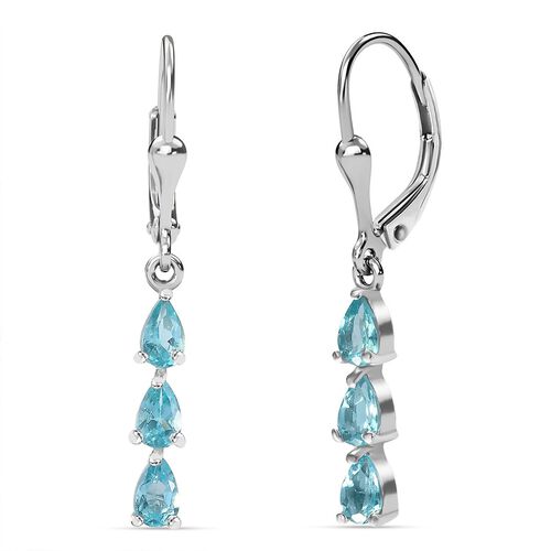 Paraiba-Apatit Ohrringe 925 Silber platiniert ca. 1.31 ct image number 0