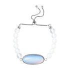 Opalite Flexibles Bolo-Armband, ca. 15-22 cm, Edelstahl ca. 70.00 ct