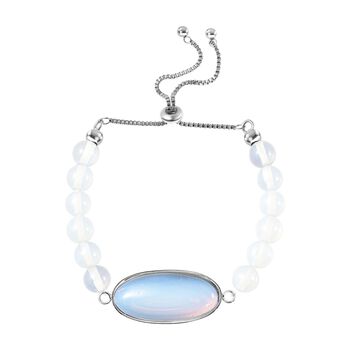 Opalite Flexibles Bolo-Armband, ca. 15-22 cm, Edelstahl ca. 70.00 ct