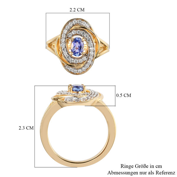 Tansanit und Zirkon Ring 925 Silber Gelbgold Vermeil ca. 0.8 image number 7