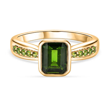 Nat&uuml;rlicher Chromdiopsid-Ring, 925 Silber vergoldet  ca. 1,88 ct