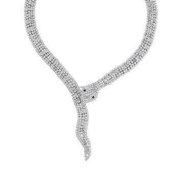 Schwarzer Kristall, Wei&szlig;er Kristall Halskette ca. 45 cm Reines Messing