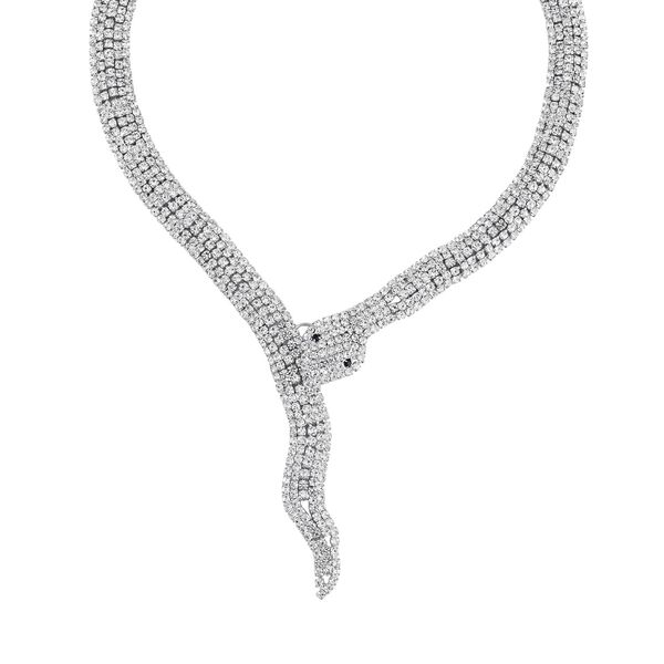 Schwarzer Kristall, Wei&szlig;er Kristall Halskette ca. 45 cm Reines Messing image number 3