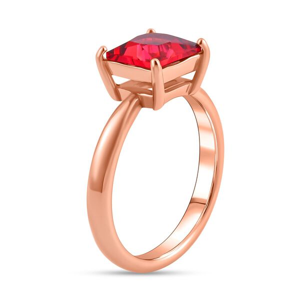 3er Set - Roter Zirkonia Ring, Anh&auml;nger und Ohrringe Schmuckset (Gr&ouml;&szlig;e 16.00), Reiner Edelstahl, rosevergoldet image number 5