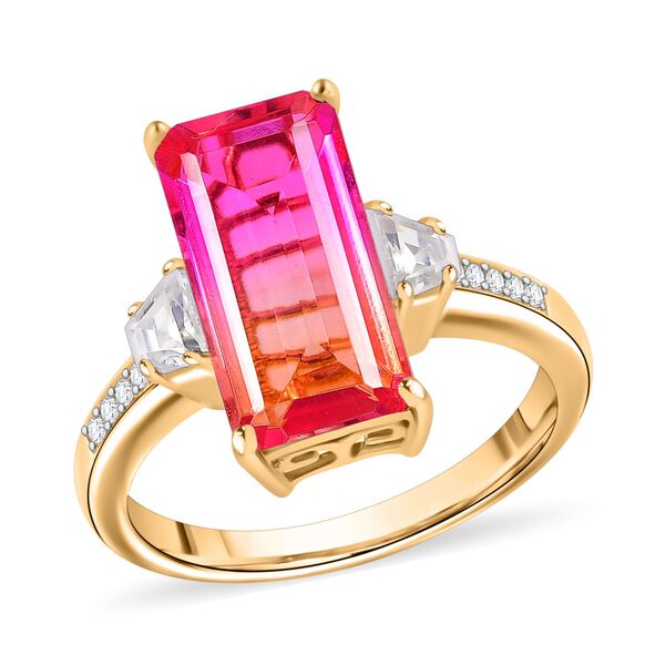 Sunset Quarz Triplett und Zirkon Ring - 4,82 ct. image number 4