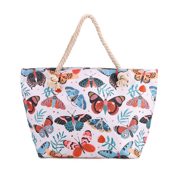 Handbemalte Tasche mit verstellbarem Kordelriemen, 50x17x38cm, Schmetterlingsmuster