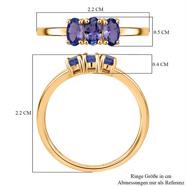 D'Joy AA Tansanit Ring 925 Silber 750 Gelb Vergoldet (Gr&ouml;&szlig;e 18.00) ca. 0,71 ct image number 6