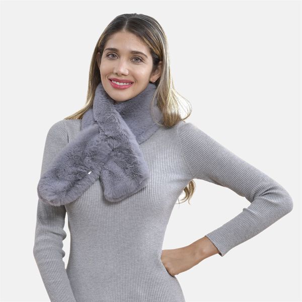 Superweicher Kunstfell Schal, 65x18 cm, Grau image number 1