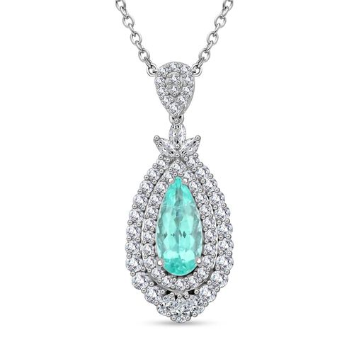 CHAIRMAN VAULT COLLECTION - AAAA Paraiba Turmalin, Weißer Diamant Anhänger, zertifiziert und geprüft, 950 Platin ca. 3.50 ct image number 0
