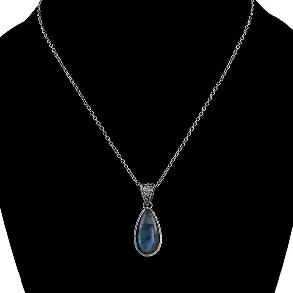 Royal Bali - Labradorit-Anhänger. 925 Silber Schwarz oxidiert ca. 15.10 ct image number 2