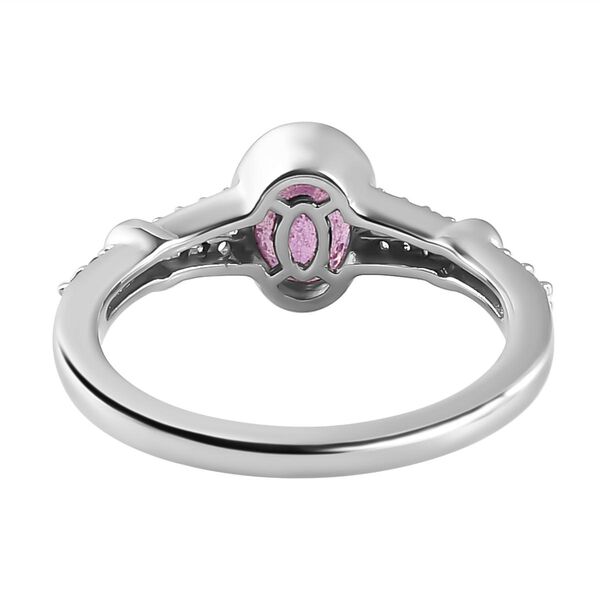 Ilakaka Rosa Saphir und wei&szlig;er Zirkon-Ring, 925 Silber platiniert, ca. 1,28 ct image number 6