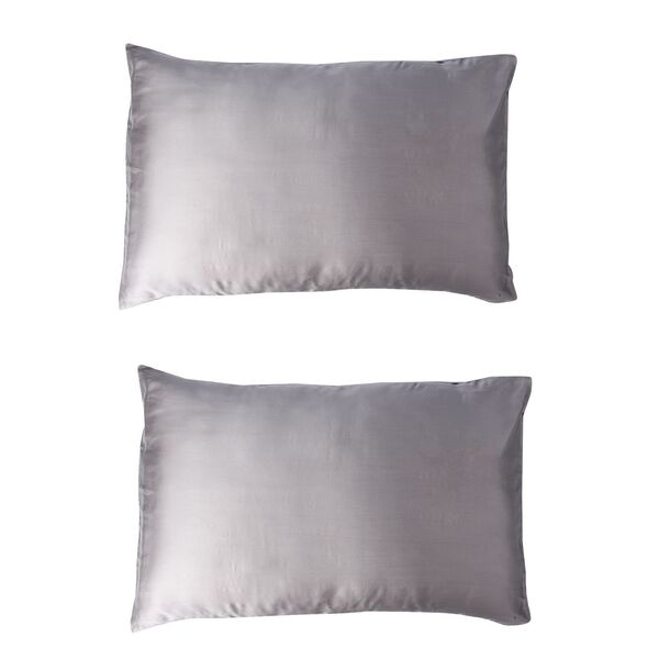 2er Set - Seidenkissenbez&uuml;ge, Oberseite aus 100% Maulbeerseide, Unterseite aus Tencel Material, hypoallergen, schwarz image number 1