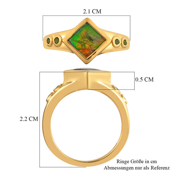 Ammolit und Nat&uuml;rlicher Chromdiopsid Ring 925 Silber vergoldet  ca. 1,07 ct image number 5