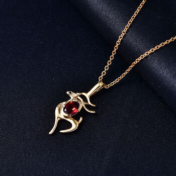 EverTrue roter Granat und schwarzer Spinell Anh&auml;nger mit 50cm Kette - 0,72 ct.