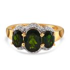 Natürlicher Chromdiopsid-Ring, 925 Silber vergoldet (Größe 16.00) ca. 2,60 ct