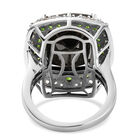 Elite Shungit und Natürlicher Chromdiopsid Halo Ring, 925 Silber platiniert  ca. 8,95 ct image number 5