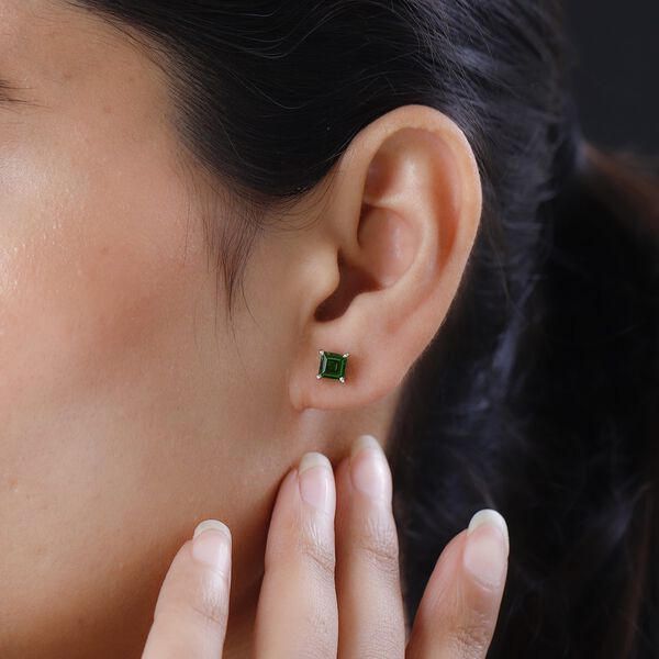 Nat&uuml;rliche Chromdiopsid-Solit&auml;r-Ohrringe - 1,37 ct. image number 3