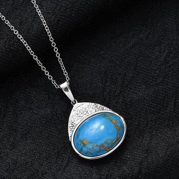 Blaues T&uuml;rkis Anh&auml;nger mit Kette, 316L Edelstahl ca. 16.28 ct