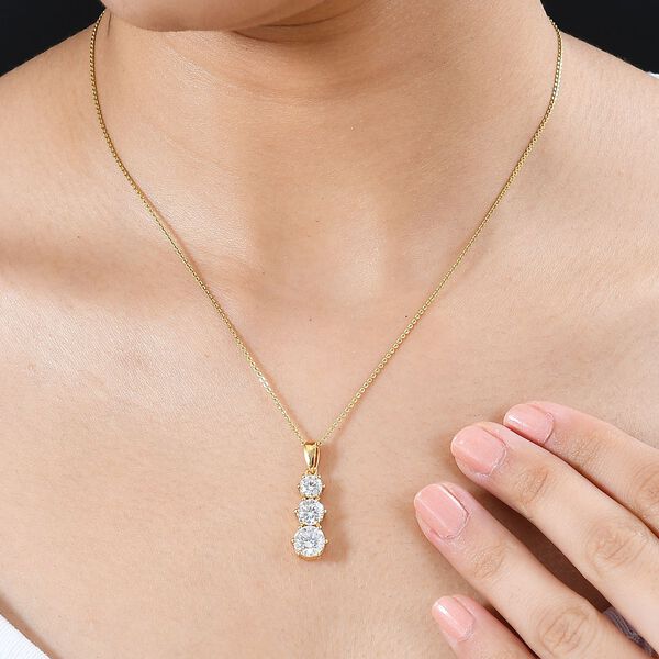 Moissanit Anhänger, 925 Silber 750 Gelbgold Vermeil - 2,38 ct. image number 2