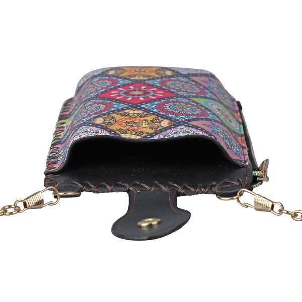 Boho Stil Crossbody Handytasche, mehrfarbige Rauten image number 5