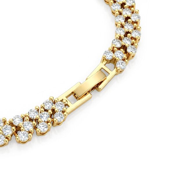 Wei&szlig;er Zirkonia Armband ca. 19 cm Nickelfreies Messing, goldfarben image number 4