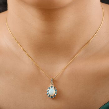 AA &auml;thiopischer Welo Opal Neon Apatit und Moissanit Ring und Anh&auml;nger mit 50cm Kette