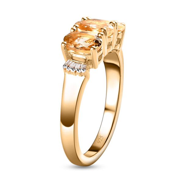 Kaiserlicher Topas und weißer Diamant-Ring, 925 Silber vergoldet  ca. 1,57 ct image number 5