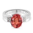 Sunfire Orange Triplett Quarz und Zirkon Ring 925 Silber platiniert (Größe 16.00) ca. 2,83 ct