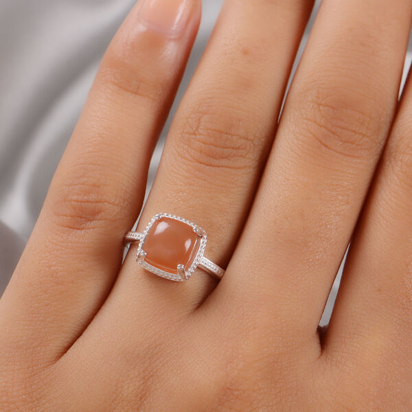 Pfirsich Mondstein Ring 925 Silber  ca. 2,85 ct image number 3